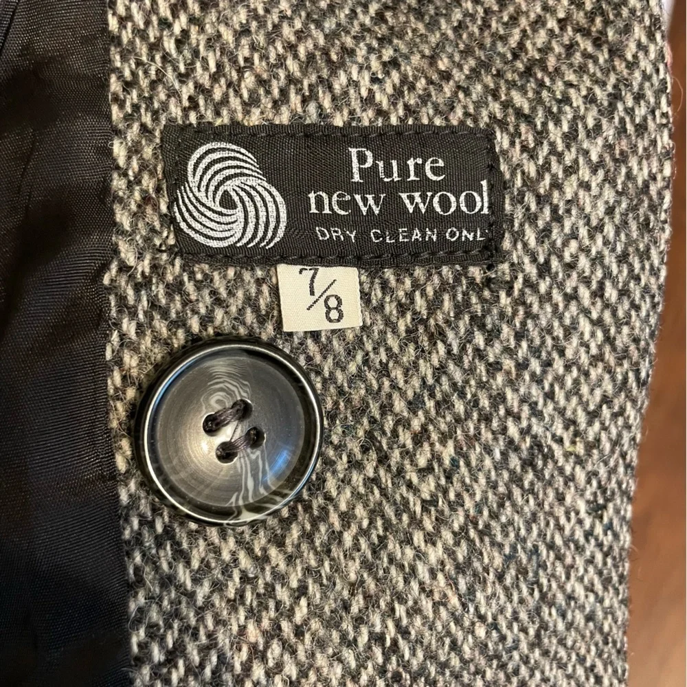 International Scene Blazer Women 7/8 Gray Tweed Vintage Pure New Wool Lines - Picture 7 of 8